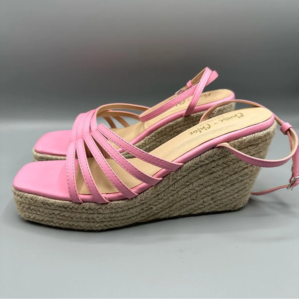 Chase + Chloe Platform Wedge Espadrille Sandal Women’s Size 10 Pink